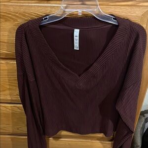 ALO Yoga Ribbed Long Sleeve Top - Deep Brown